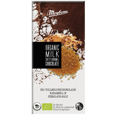 Meybona Organic - mléčná čokoláda s kousky karamelu s himalájskou solí 100g
