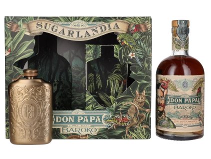 92345 Don Papa Baroko & Hip Flask Gift Box Rum 0,7L